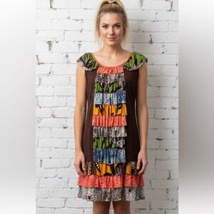 Anthropologie Uncle Frank Ruffled and Tiered Patchwork Dress - Size Medium